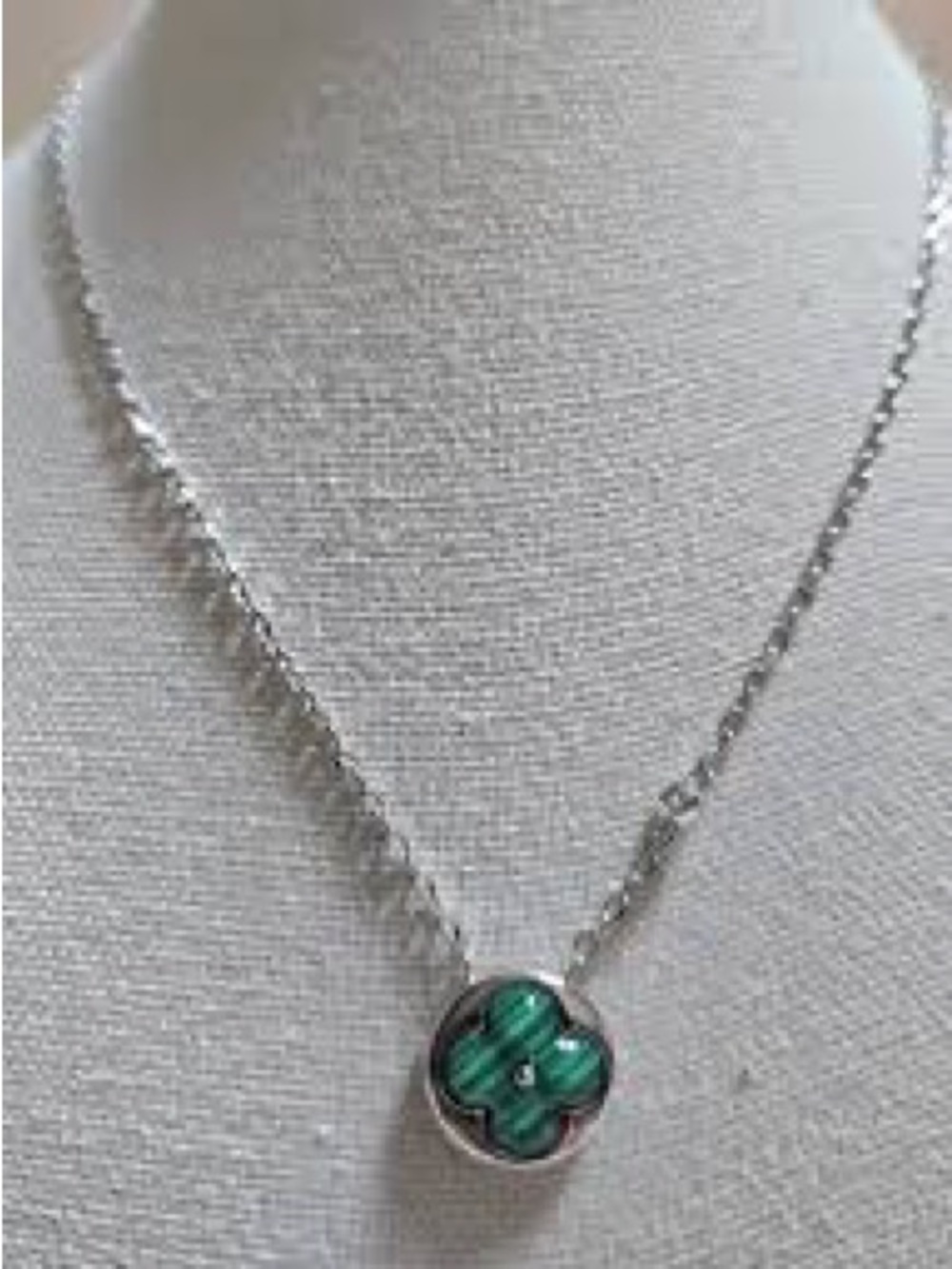Silver Necklace with Green Clover Pendant with matching earrings Women Jewelry